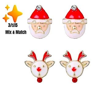 🆕SANTA & REINDEER STUD EARRINGS! Mix & Match ✨3/$15✨